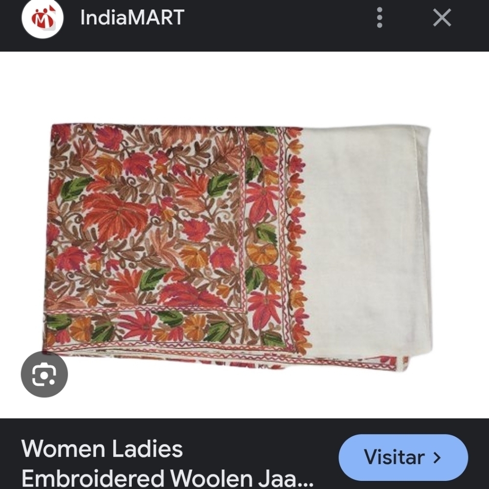 Kashmiri Pashmina Floral Embroidered Woolen Shawl